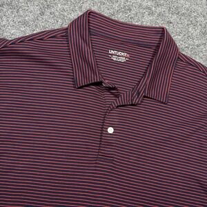 Untuckit Polo Shirt Adult 3XL Red Black Striped Short Sleeve Stretch Mens